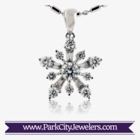Bursting Diamond Snowflake Necklace 8kw - Double Diamond Hoop Huggie Earrings, HD Png Download, Transparent PNG