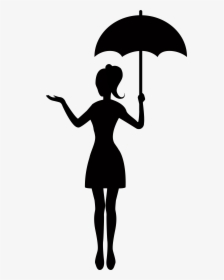 Girl With Umbrella Silhouette - Silhouette Of Girl With Umbrella, HD Png Download, Transparent PNG