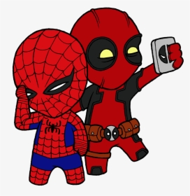 Deadpool And Spiderman Chibi - Deadpool And Spiderman Animation, HD Png Download, Transparent PNG