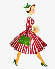 Retro Christmas Lady - Vintage Christmas Ladies Clipart, HD Png Download, Transparent PNG