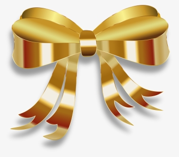 Vector Graphic Ribbon Bow Decorative Ornamental - Transparent Gold Ribbon Png, Png Download, Transparent PNG