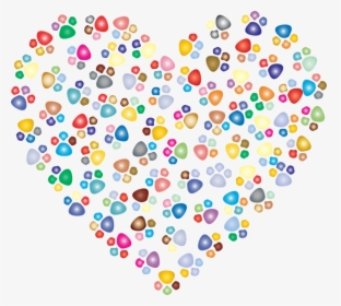 Heart,area,line - Paw Print On Heart, HD Png Download, Transparent PNG