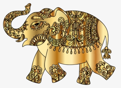 Banner Black And White Download Gold Playful Big Image - Indian Elephant Clipart Png, Transparent Png, Transparent PNG