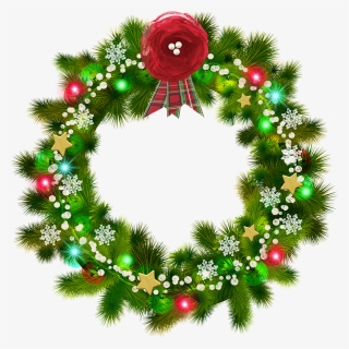 Christmas Wreath Transparent Background Png - Transparent Background Christmas Garland Clipart, Png Download, Transparent PNG