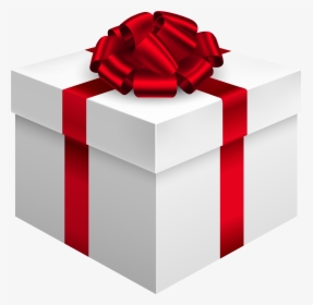 White Gift Box With Red Bow Png Clipart - Gift Box Png Transparent, Png Download, Transparent PNG