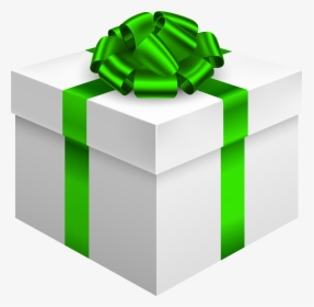 White Gift Box With Green Bow Png Clipart - Gift Box Png Transparent, Png Download, Transparent PNG