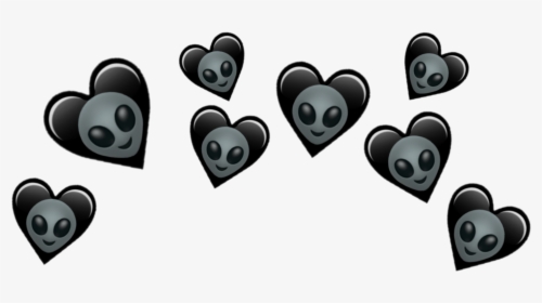 Transparent Tumblr Alien Png - Black Heart Crown Emoji, Png Download, Transparent PNG