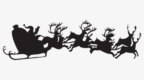 Santa Claus Reindeer Christmas Silhouette Clip Art - Santa Sleigh Silhouette Png, Transparent Png, Transparent PNG