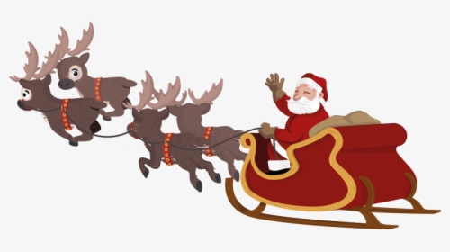 Reindeer Santa Claus Sled Clip Art - Santa Sleigh Transparent Background, HD Png Download, Transparent PNG