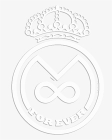 Real Madrid Crest Png -real Madrid For Ever White Logo - Real Madrid, Transparent Png, Transparent PNG