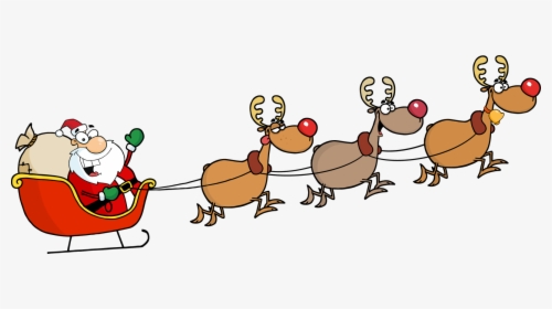 Santa Sleigh And Reindeer, HD Png Download, Transparent PNG