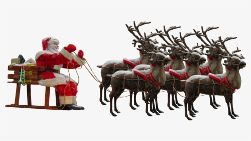 Santa Claus And 6 Reindeer - Santa Claus, HD Png Download, Transparent PNG