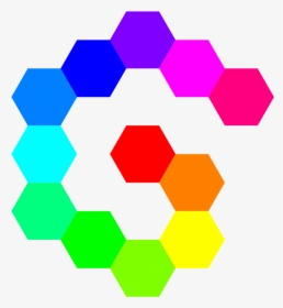 12 Hexagon Spiral Rainbow Svg Vector File, Vector Clip - Hexagons Rainbow Colored, HD Png Download, Transparent PNG