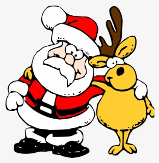 Santa And Reindeer Svg Clip Arts - Santa And Reindeer Cartoon, HD Png Download, Transparent PNG