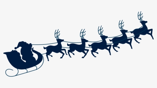 Transparent Santa And Reindeer Silhouette Png - Santa Sleigh Silhouette Png Transparent, Png Download, Transparent PNG