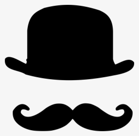Bowler Hat Handlebar Moustache Top Hat Cc0 - Hat And Mustache Clipart, HD Png Download, Transparent PNG