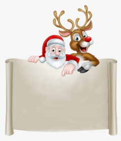 Santa And Rudolph Blank Notice Transparent Background - Rudolph And Santa Png, Png Download, Transparent PNG