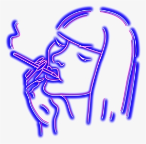 #neon #girl #smoking - Neon Girl Stickers Png, Transparent Png, Transparent PNG