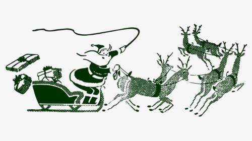 Transparent Santa Claus Riding Reindeer Sled Drawing - Cartoon, HD Png Download, Transparent PNG