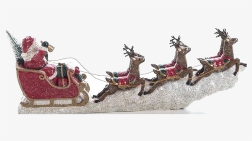 Sleigh Santa Flying Clipart And Reindeer Transparent - Chariot, HD Png Download, Transparent PNG