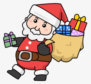 Cute Santa And Reindeer Clipart - Christmas Cute Cartoon Santa, HD Png Download, Transparent PNG