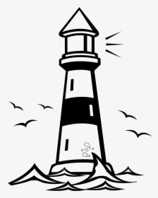 Cliff Clipart Lighthouse - Light House Clip Art Black And White, HD Png Download, Transparent PNG
