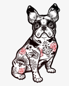 Pug Bully Bulldog Breed Dog French American Clipart - French Bulldog Cartoon Tattooed, HD Png Download, Transparent PNG