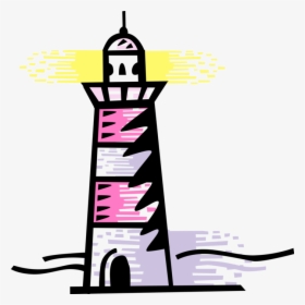 Vector Illustration Of Lighthouse Beacon Emits Light - Lighthouse Clipart, HD Png Download, Transparent PNG