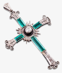 Untreated Colombian Emerald Cross Pendant - Emerald Cross Pendant, HD Png Download, Transparent PNG