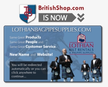 British Shop Is Now Lothian Kilt Rentals & Bagpipe - Government Agency, HD Png Download, Transparent PNG
