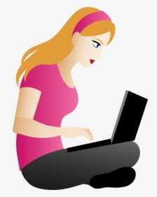 Clip Art Pictures Of People On - Girl On Laptop Clipart, HD Png Download, Transparent PNG