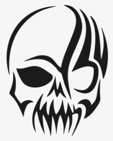 Art,monochrome Photography,headgear - Tribal Skull Drawing, HD Png Download, Transparent PNG