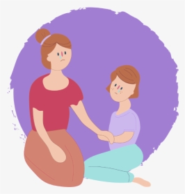 Girl Sitting Down Looking Sad With Mum Who Is Also - Illustration, HD Png Download, Transparent PNG