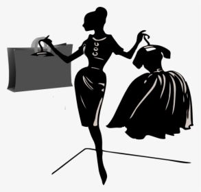 Woman Shopping Black And White, HD Png Download, Transparent PNG