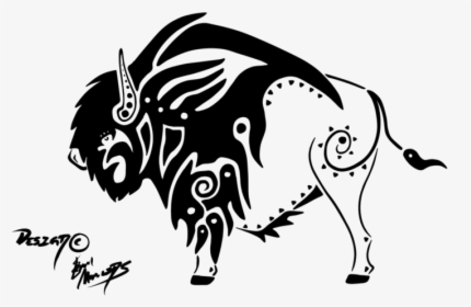 Vector Bull Tribal - Bison Skull Buffalo Skull Tattoo Designs, HD Png Download, Transparent PNG