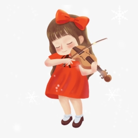Transparent Violão Png Vector - Cute Girl With Violin, Png Download, Transparent PNG