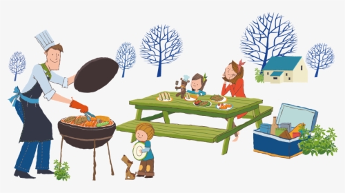 Barbecue Grill Picnic Illustration - Free Vector Bbq Family, HD Png Download, Transparent PNG