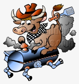 Bbq Grill Cow Holding A Spatula - Bbq Pig Cartoon, HD Png Download, Transparent PNG