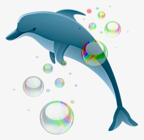Dolphin, Bubbles, Ocean, Water, Sea, Cartoon, Mermaid - Transparent Background Dolphin Png Clipart, Png Download, Transparent PNG