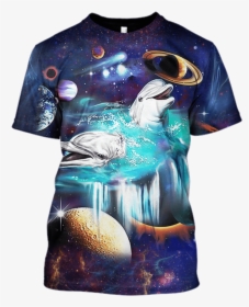 3d White Dolphin And Universe Full Print T Shirt - Dolphin Grip Tape, HD Png Download, Transparent PNG