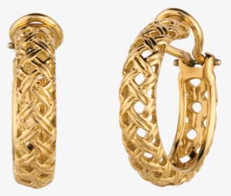 18kt Yellow Gold Vannerie Hoop Earrings - Earrings Gold Png, Transparent Png, Transparent PNG