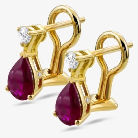 18k Yellow Gold Diamond Earrings With Rubies - Gold Diamond Earrings Png, Transparent Png, Transparent PNG
