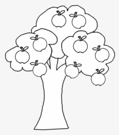 Apple Tree Black And White Cartoon Illustration Of - Apple Tree For Coloring, HD Png Download, Transparent PNG