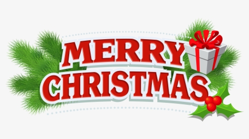Merry Christmas Decor With Gift Png Clipart - Merry Christmas Text Png, Transparent Png, Transparent PNG