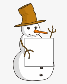 Sign-holding Snowman Clip Arts - Snowman With Sign Clipart, HD Png Download, Transparent PNG