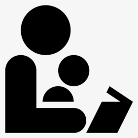 Black And White Icon Of An Adult Reading To A Child - Reading To Children Icon, HD Png Download, Transparent PNG