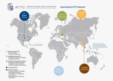 Map Of International-hiv Attcs - World Map Svg Outline, HD Png Download, Transparent PNG
