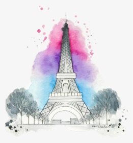 Transparent Tumblr Watercolor Png - Paris Eiffel Tower Drawing Easy, Png Download, Transparent PNG