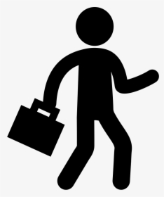 Businessman Silhouette Walking With Suitcase - Walking With Briefcase Icon, HD Png Download, Transparent PNG