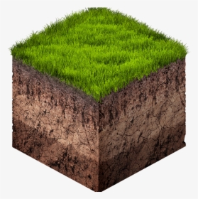 Earth Ground And Grass Cube Cross Section Isometric - Pixel Art Isometric Grass, HD Png Download, Transparent PNG